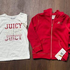 Juicy Couture Kids Red Hoodie and White T-Shirt Set 3T